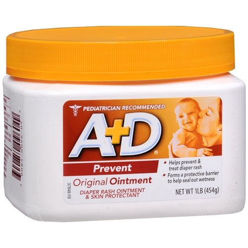 A+D Original Diaper Rash Ointment, Skin Protect-ant with Lanolin and Petrolatum, Seals Out Wetness, Helps Prevent Baby Diaper Rash, 1 Pound Jar.