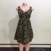 Brown & Green Colour Print Summer Dress (Size 12&14)