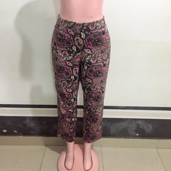 Pink Colour Print Chinos Trousers (Size 10)