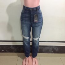 Knee Ripped Blue Jeans Trousers (Size 14)