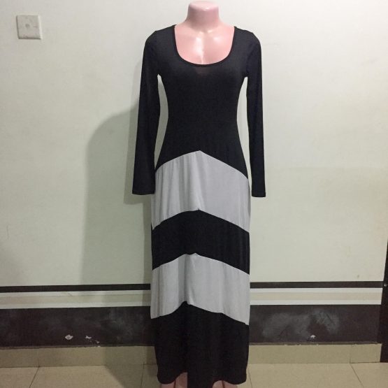 Ladies Black & White Long Dress (Size 12-14)